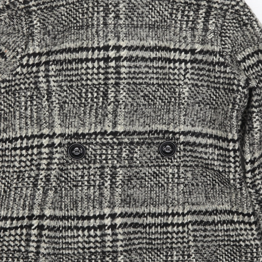 Classic Womens Grey Check  Pea Coat Coat Size 12  Button