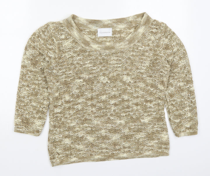 Liz Claiborne Womens Beige Round Neck  Acrylic Pullover Jumper Size M
