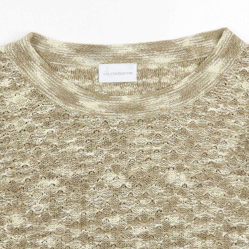Liz Claiborne Womens Beige Round Neck  Acrylic Pullover Jumper Size M