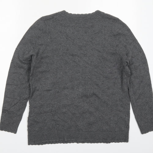 TU Womens Grey Round Neck  Cotton Cardigan Jumper Size 14