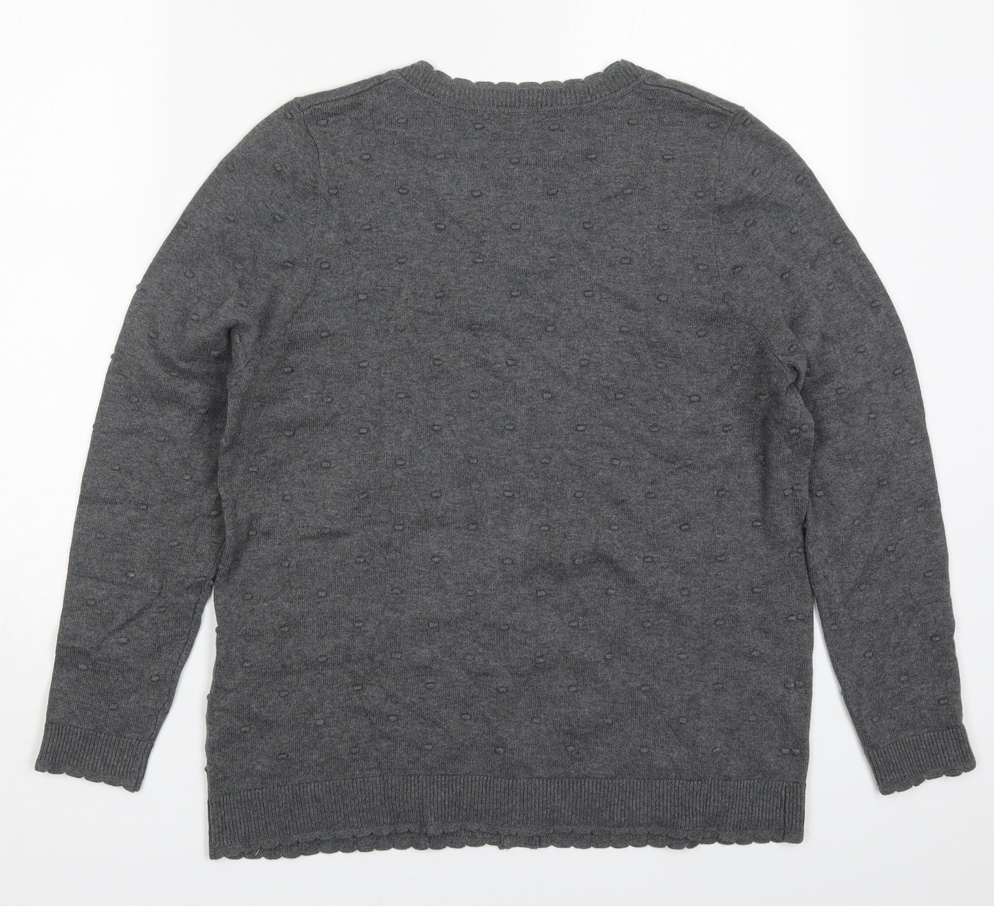 TU Womens Grey Round Neck  Cotton Cardigan Jumper Size 14