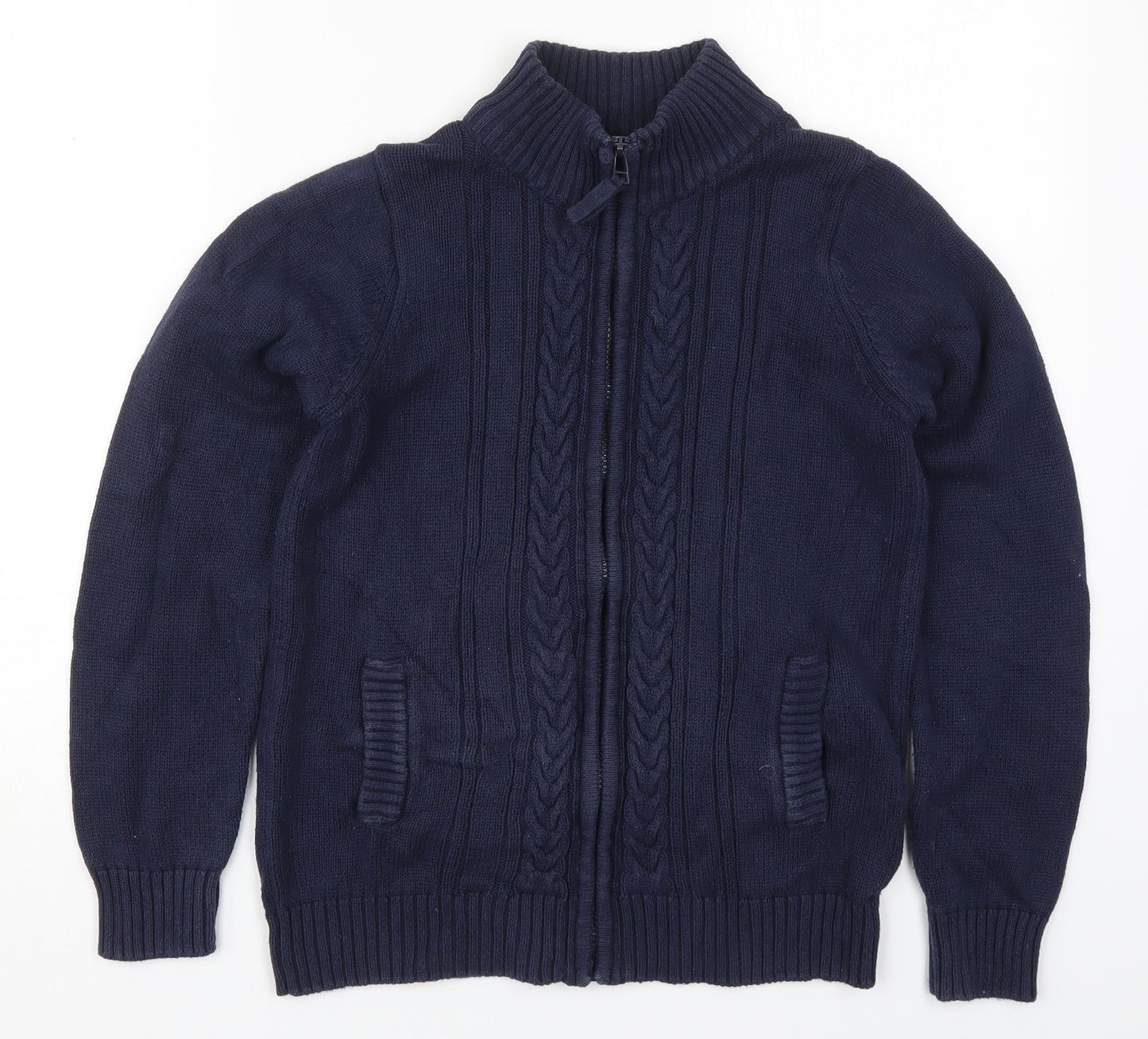 Isle Womens Blue Round Neck  Cotton Cardigan Jumper Size 10