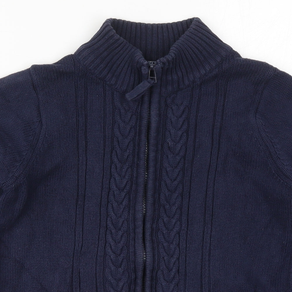 Isle Womens Blue Round Neck  Cotton Cardigan Jumper Size 10
