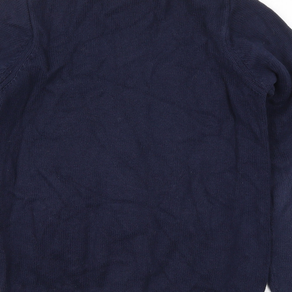Isle Womens Blue Round Neck  Cotton Cardigan Jumper Size 10