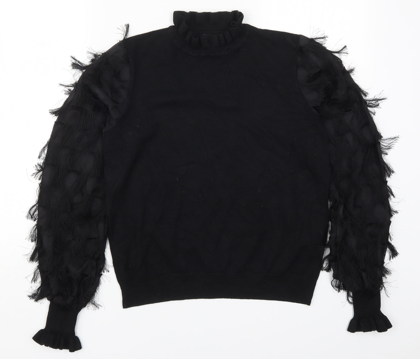 New Look Womens Black Round Neck  Viscose Pullover Jumper Size M