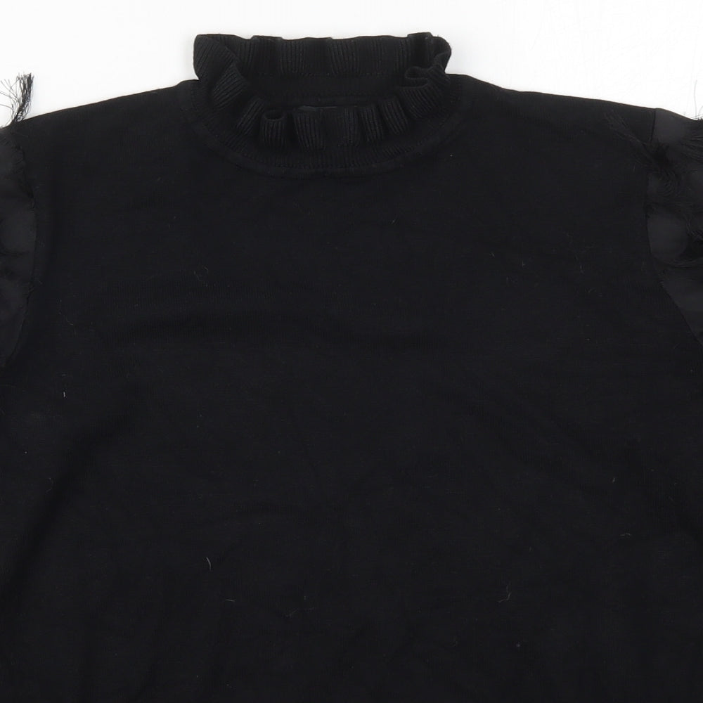 New Look Womens Black Round Neck  Viscose Pullover Jumper Size M