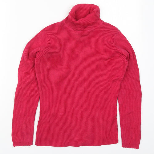 George Girls Pink Roll Neck  Cotton Pullover Jumper Size 11-12 Years  Pullover