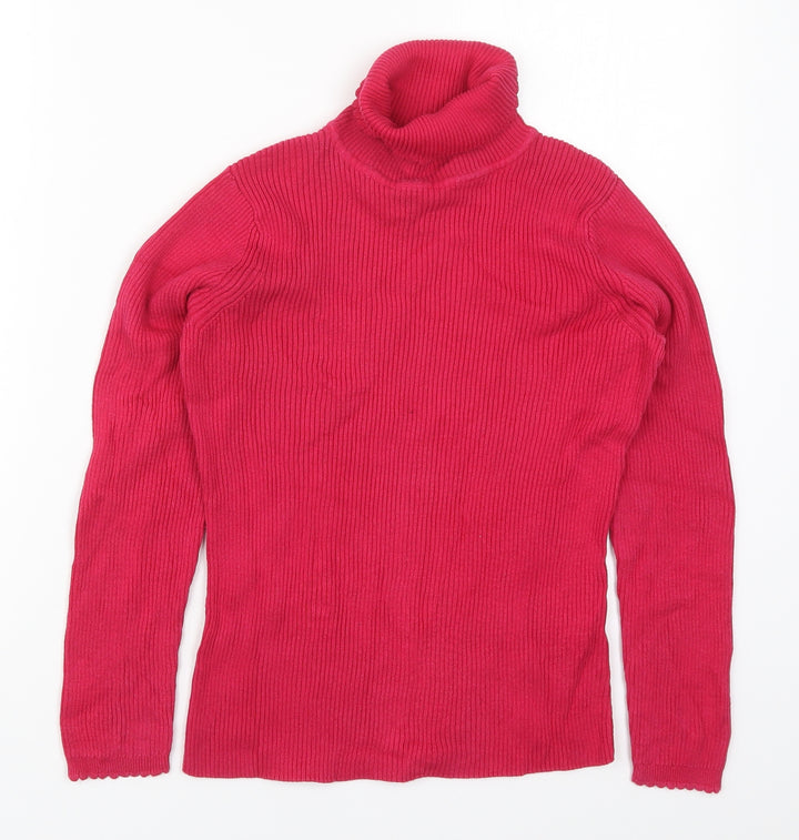 George Girls Pink Roll Neck  Cotton Pullover Jumper Size 11-12 Years  Pullover
