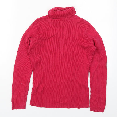 George Girls Pink Roll Neck  Cotton Pullover Jumper Size 11-12 Years  Pullover