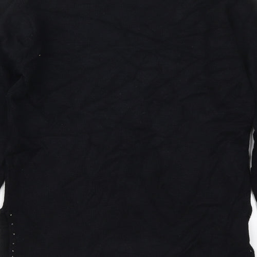 Off Shoot Womens Black V-Neck  Rayon Pullover Jumper Size S