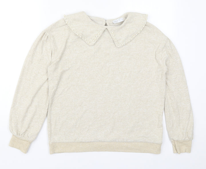 Papaya Womens Beige Polyester Pullover Sweatshirt Size 10 Pullover