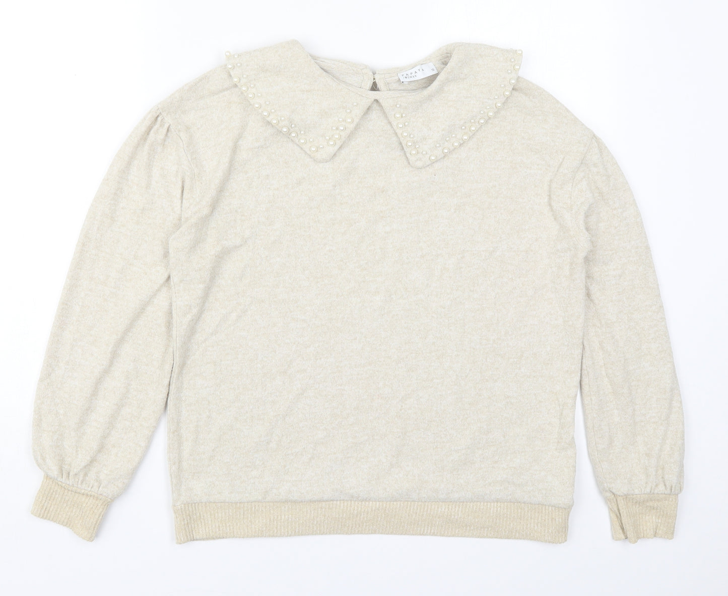 Papaya Womens Beige  Polyester Pullover Sweatshirt Size 10  Pullover