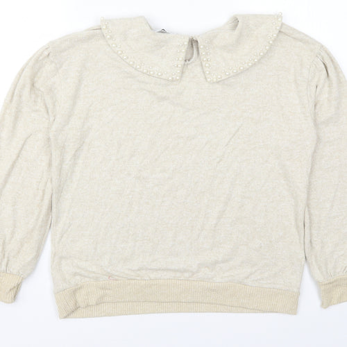 Papaya Womens Beige  Polyester Pullover Sweatshirt Size 10  Pullover