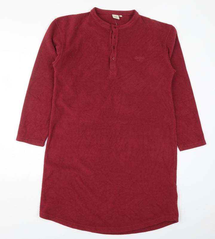 Cotton Traders Womens Red Polyester T-Shirt Dress Size S Henley Pullover