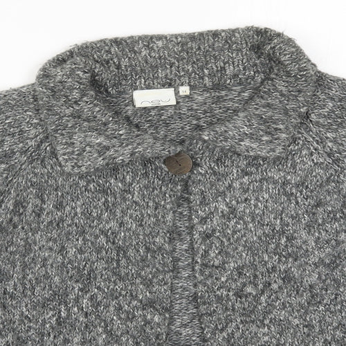 New Look Womens Grey Collared  Cotton Cardigan Jumper Size 14