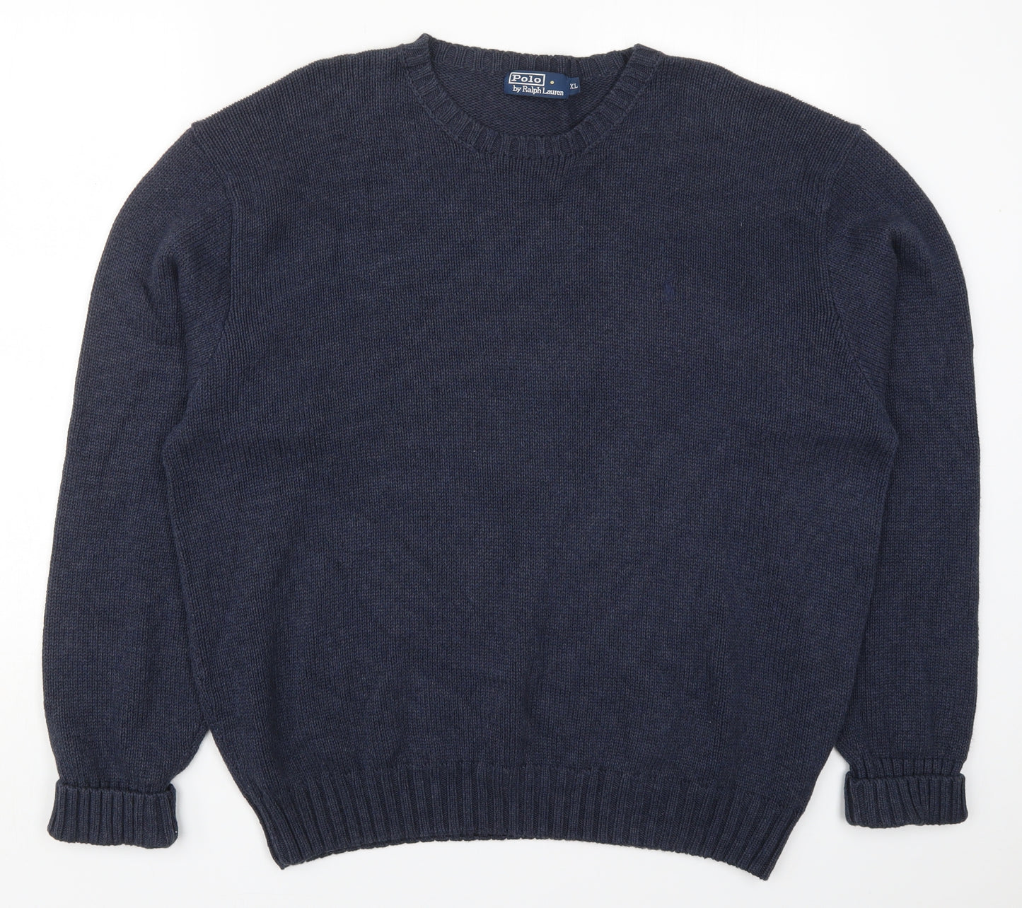 Ralph Lauren Mens Blue Round Neck  Cotton Pullover Jumper Size XL