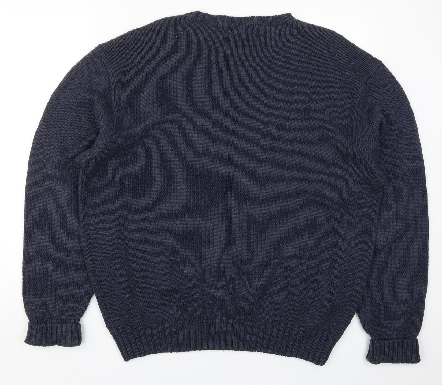 Ralph Lauren Mens Blue Round Neck  Cotton Pullover Jumper Size XL