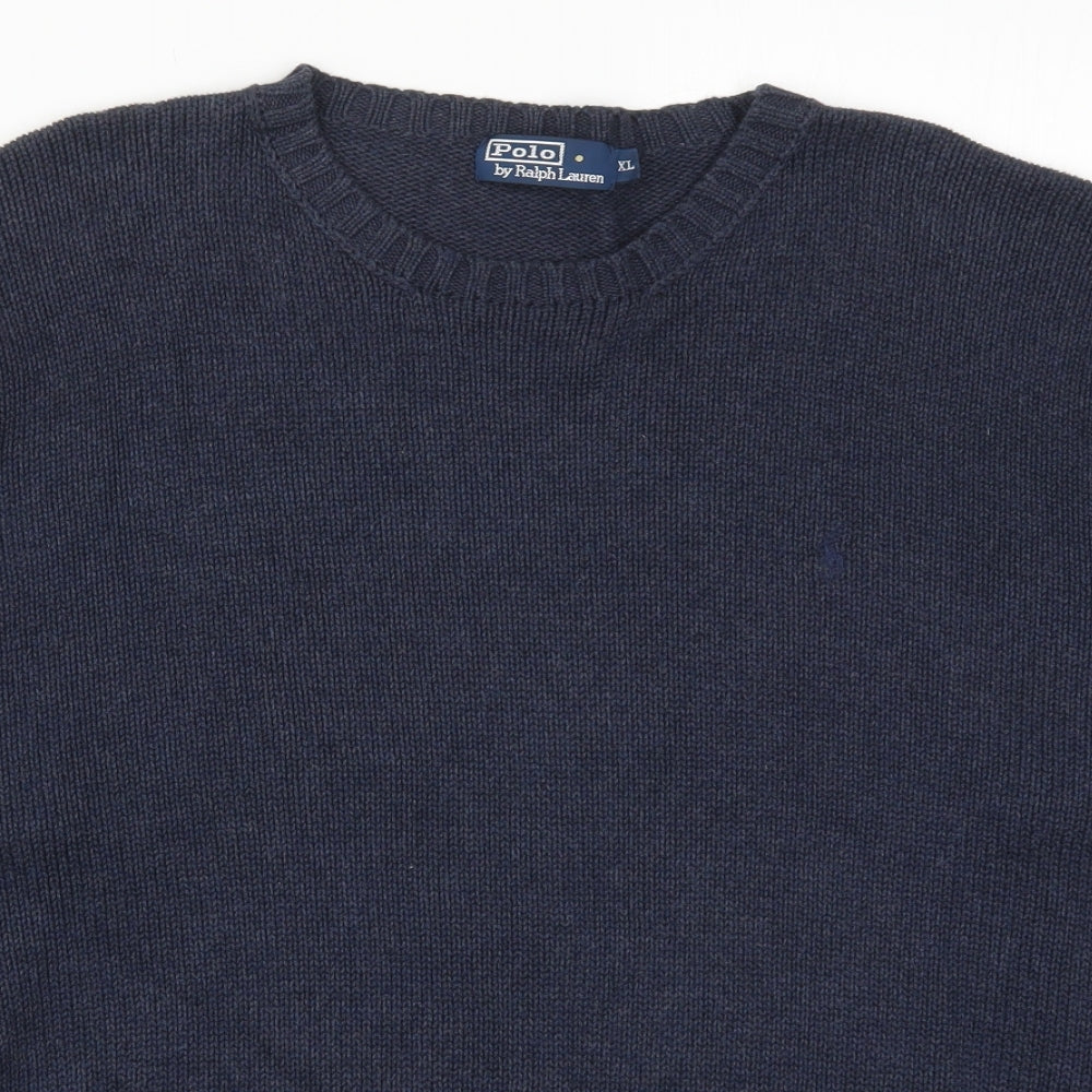 Ralph Lauren Mens Blue Round Neck  Cotton Pullover Jumper Size XL