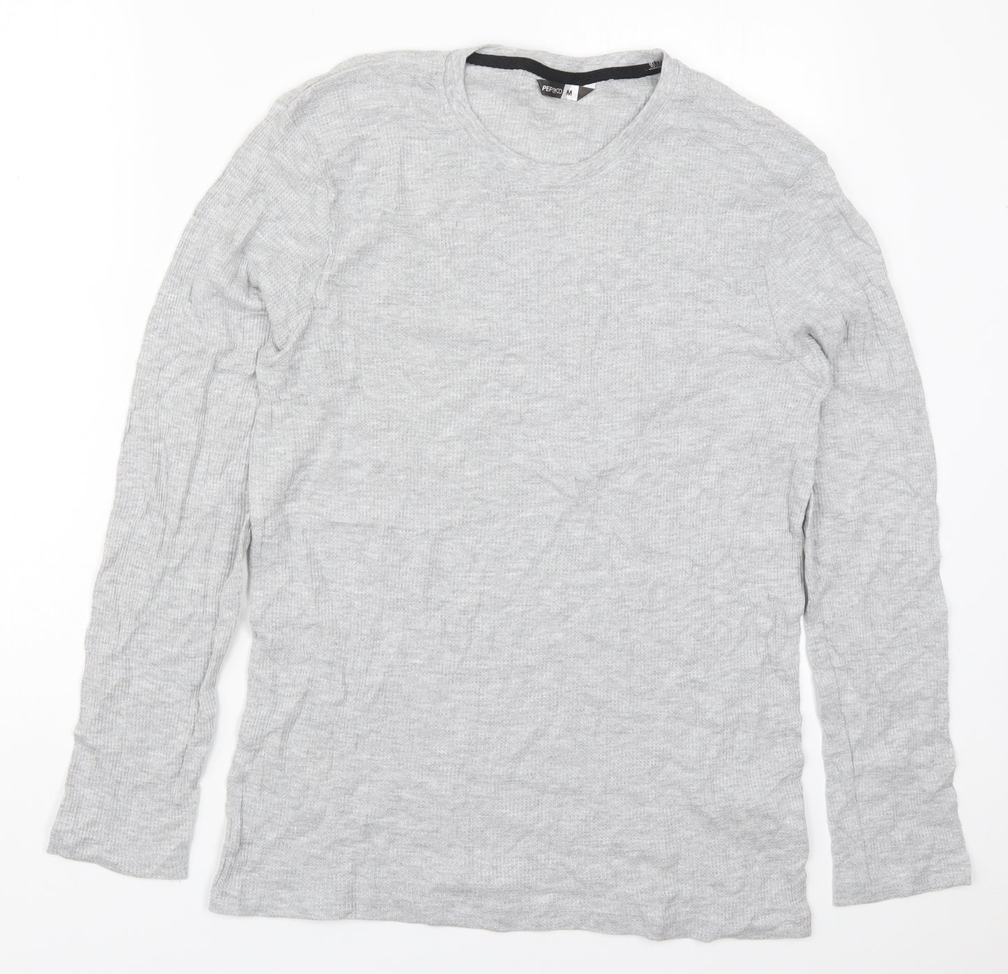 Pep&Co Mens Grey  Cotton  T-Shirt Size M Crew Neck