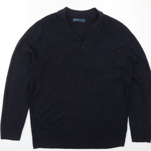 Matalan Mens Blue Collared  Acrylic Pullover Jumper Size L