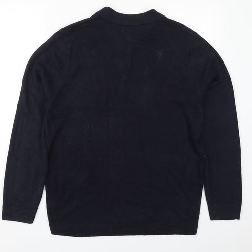 Matalan Mens Blue Collared  Acrylic Pullover Jumper Size L