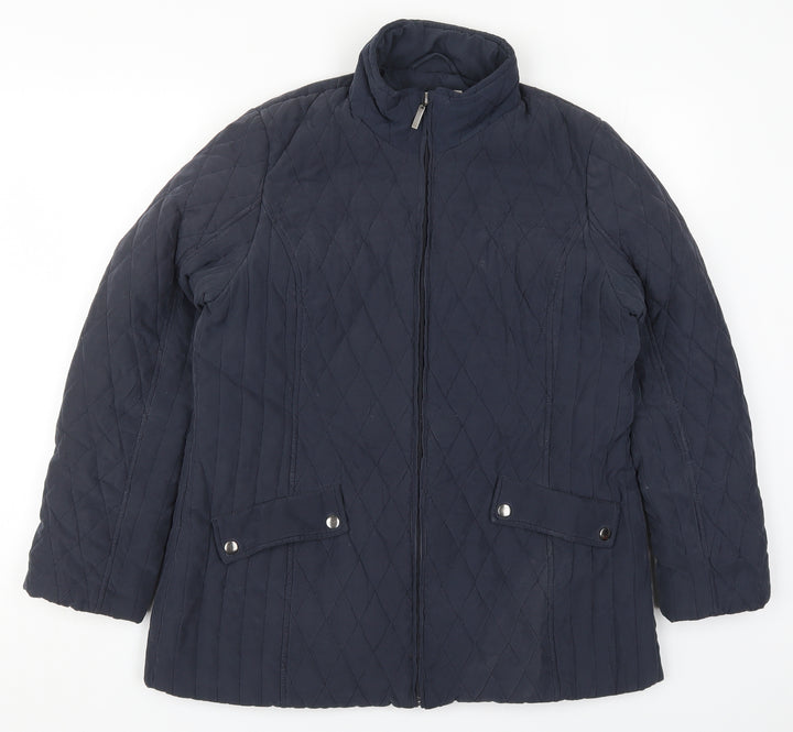 BHS Womens Blue Quilted Coat Size 14 Zip