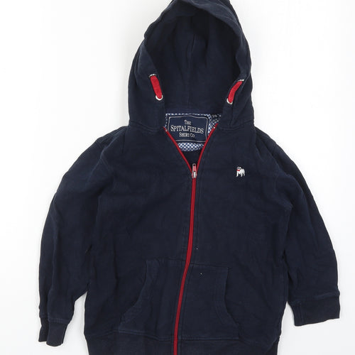 Spital Fields Boys Blue  Cotton Full Zip Hoodie Size 7-8 Years  Zip