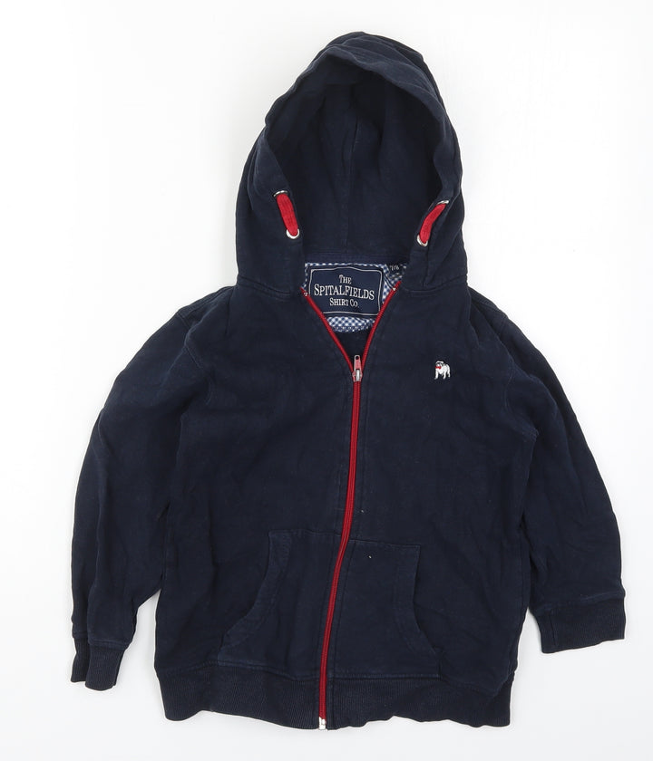 Spital Fields Boys Blue  Cotton Full Zip Hoodie Size 7-8 Years  Zip