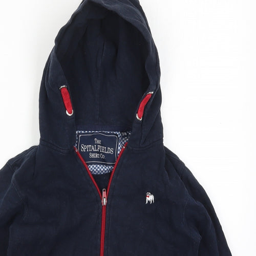 Spital Fields Boys Blue  Cotton Full Zip Hoodie Size 7-8 Years  Zip