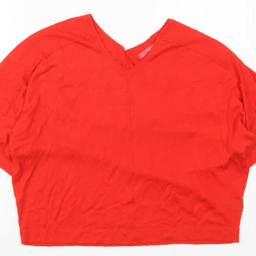 NEXT Womens Red V-Neck  Viscose Pullover Jumper Size S