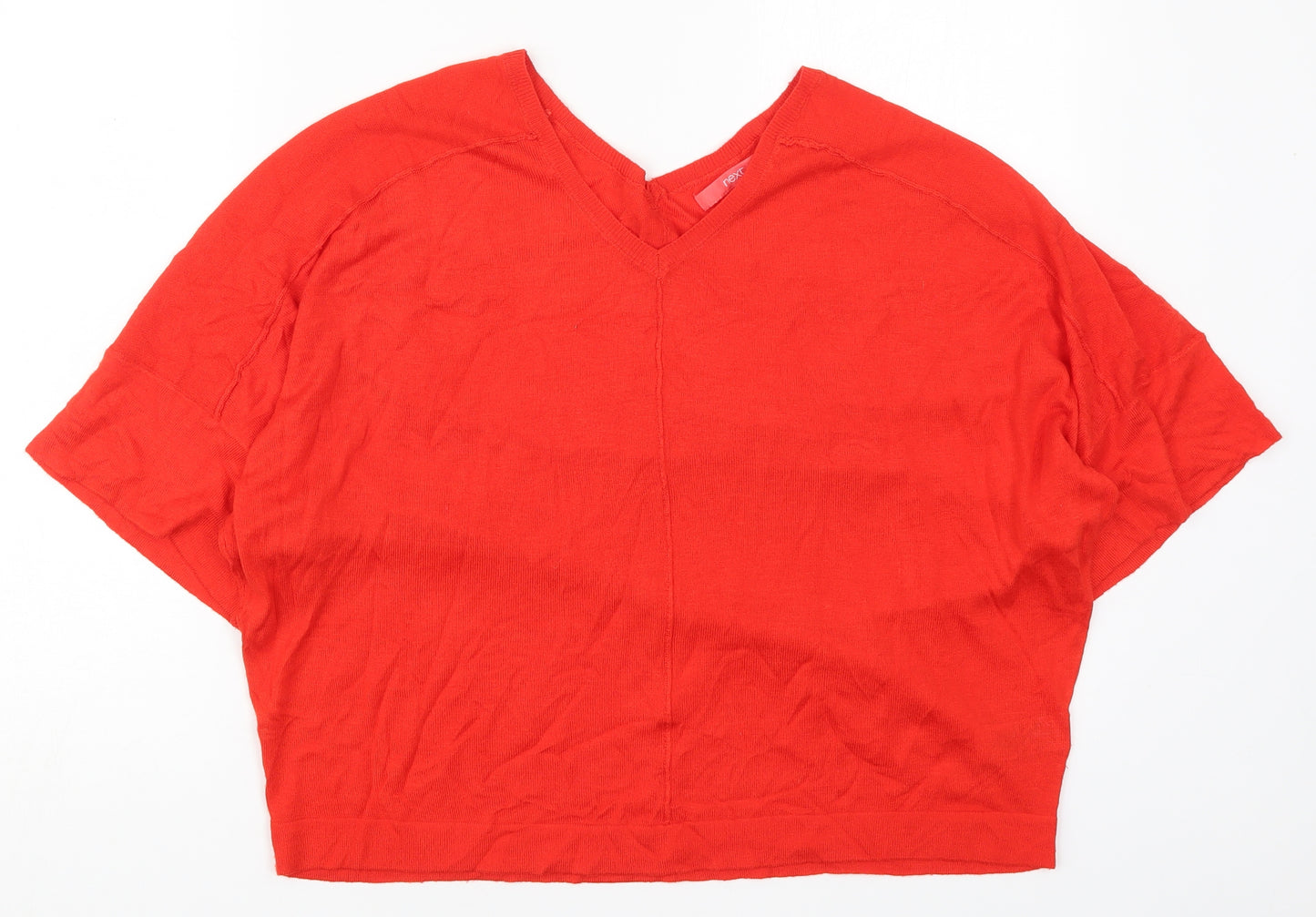 NEXT Womens Red V-Neck  Viscose Pullover Jumper Size S