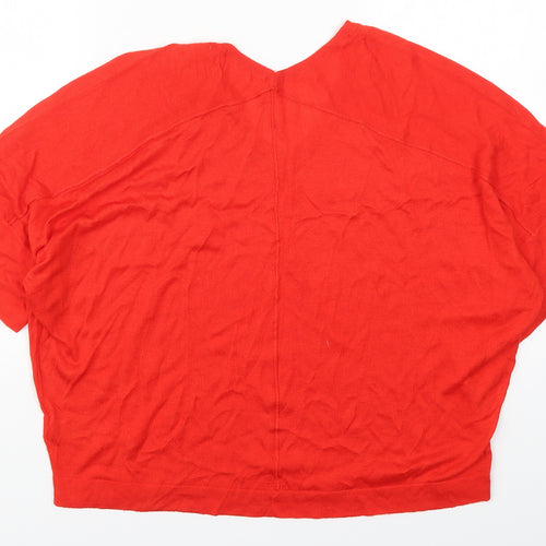 NEXT Womens Red V-Neck  Viscose Pullover Jumper Size S