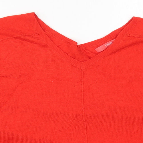 NEXT Womens Red V-Neck  Viscose Pullover Jumper Size S