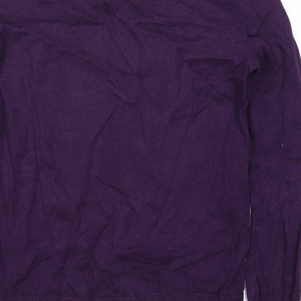 Oasis Womens Purple Round Neck  Cotton Pullover Jumper Size XS