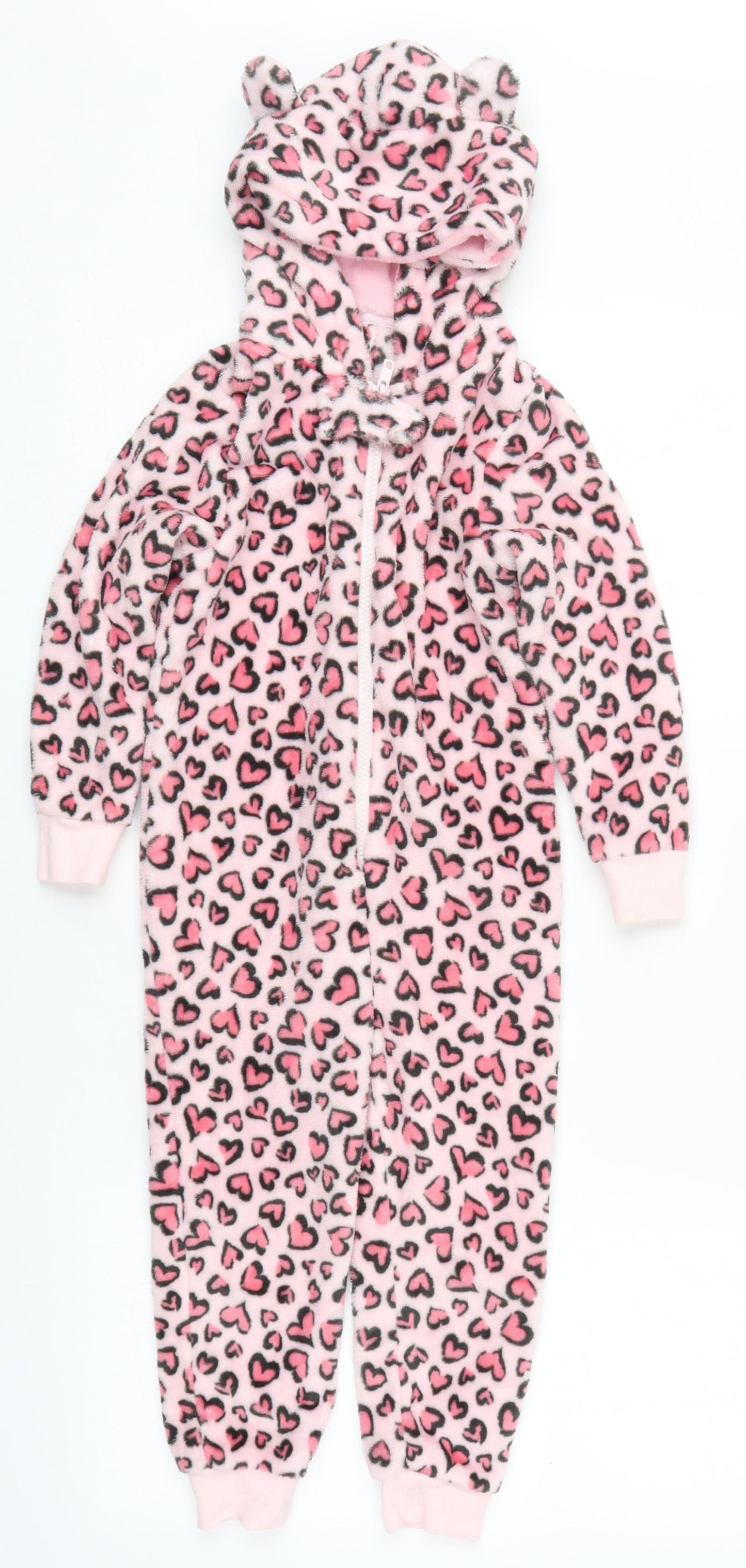 Matalan Girls Pink Geometric Polyester Top One Piece Size 3-4 Years  Zip - Love Hearts Loungewear