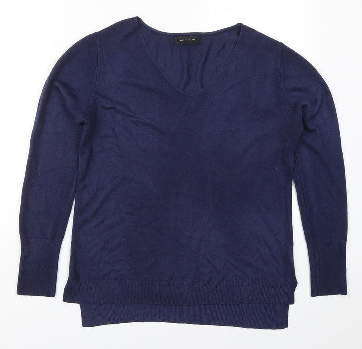 Atmosphere Womens Blue V-Neck  Acrylic Pullover Jumper Size 12