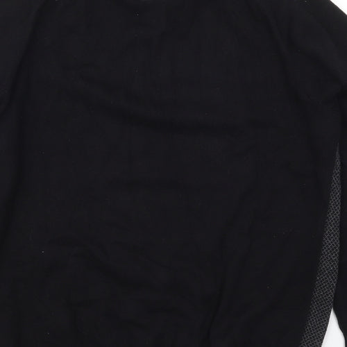 Easy Womens Black Collared Geometric Cotton Pullover Jumper Size M