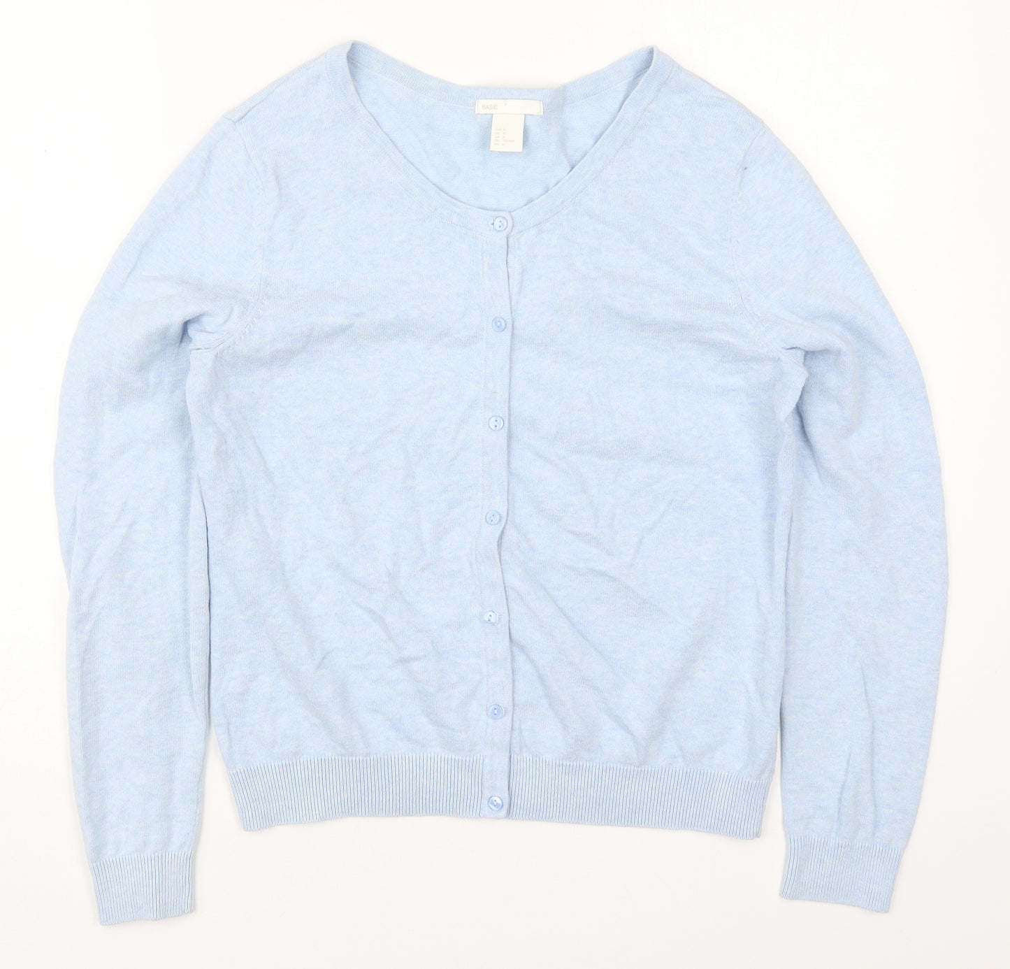 H&M Womens Blue V-Neck  Cotton Cardigan Jumper Size M