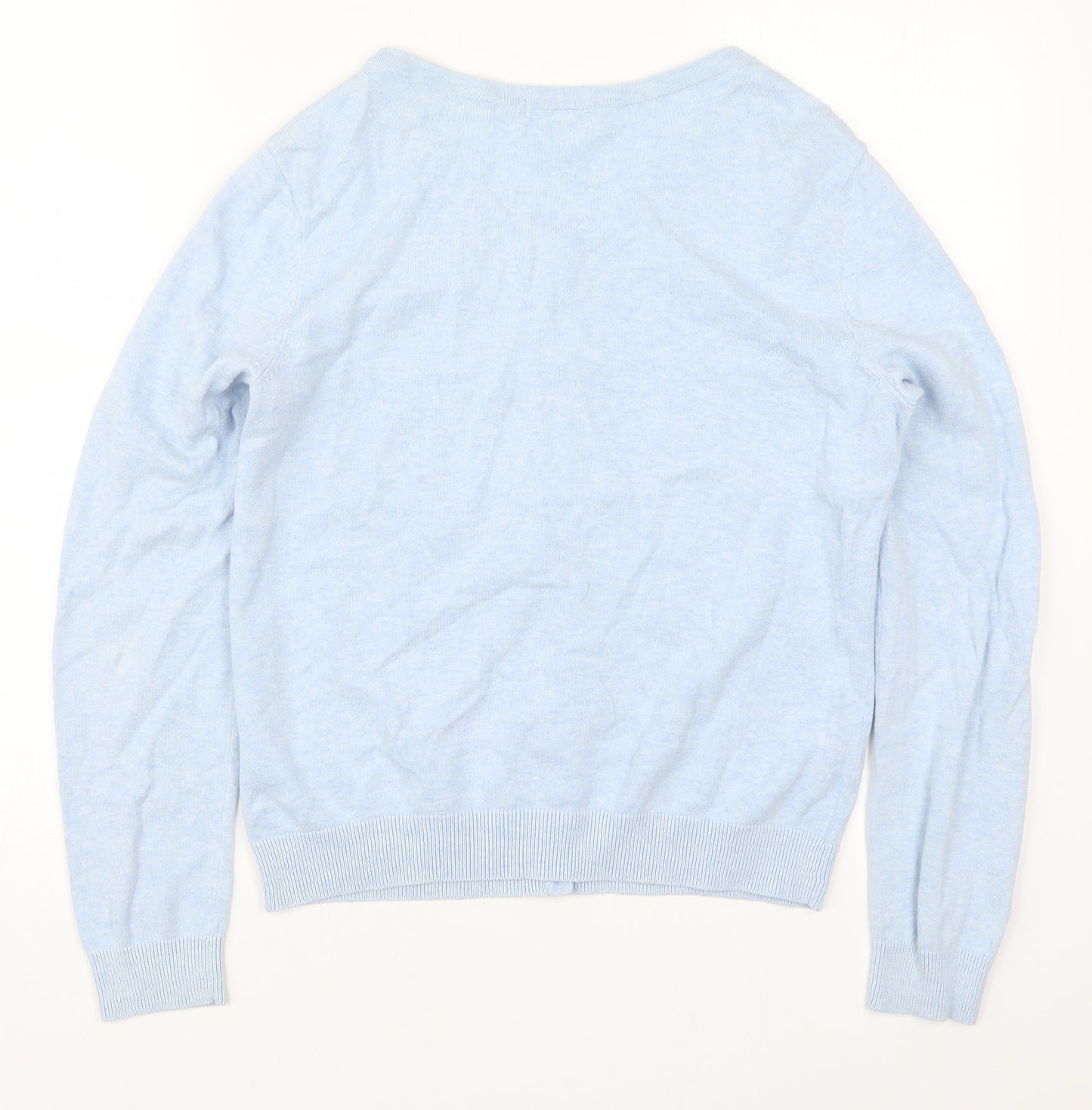 H&M Womens Blue V-Neck  Cotton Cardigan Jumper Size M