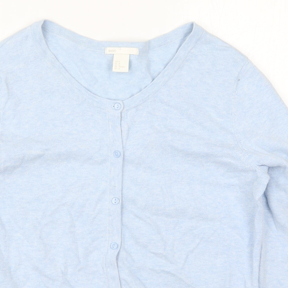 H&M Womens Blue V-Neck  Cotton Cardigan Jumper Size M