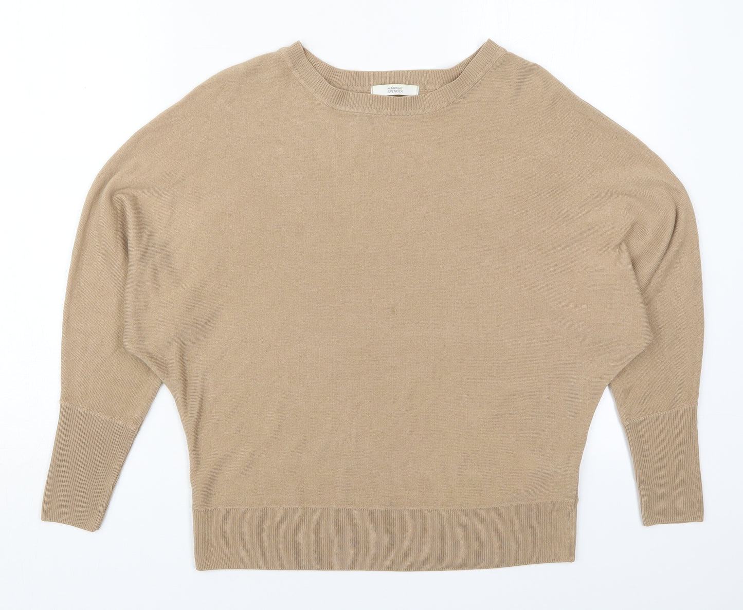Marks and Spencer Womens Brown Round Neck  Acrylic Pullover Jumper Size 8