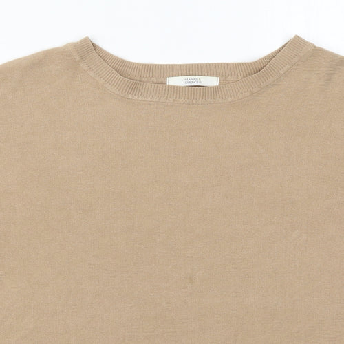 Marks and Spencer Womens Brown Round Neck  Acrylic Pullover Jumper Size 8