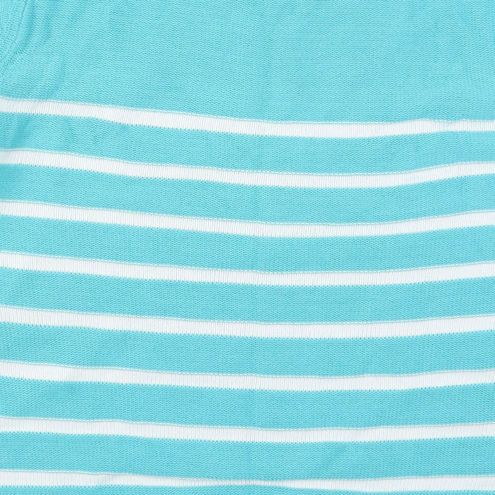 Bonmarché Womens Blue Round Neck Striped Cotton Pullover Jumper Size L