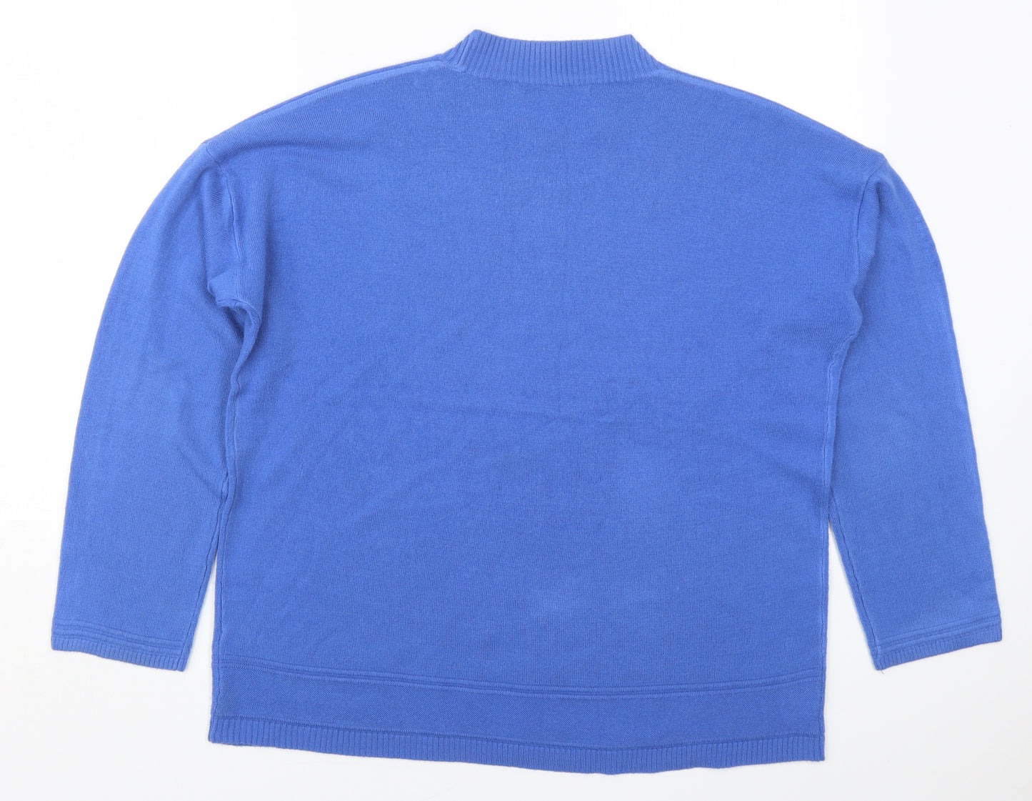 Vida Vi Womens Blue Round Neck  Acrylic Pullover Jumper Size XL