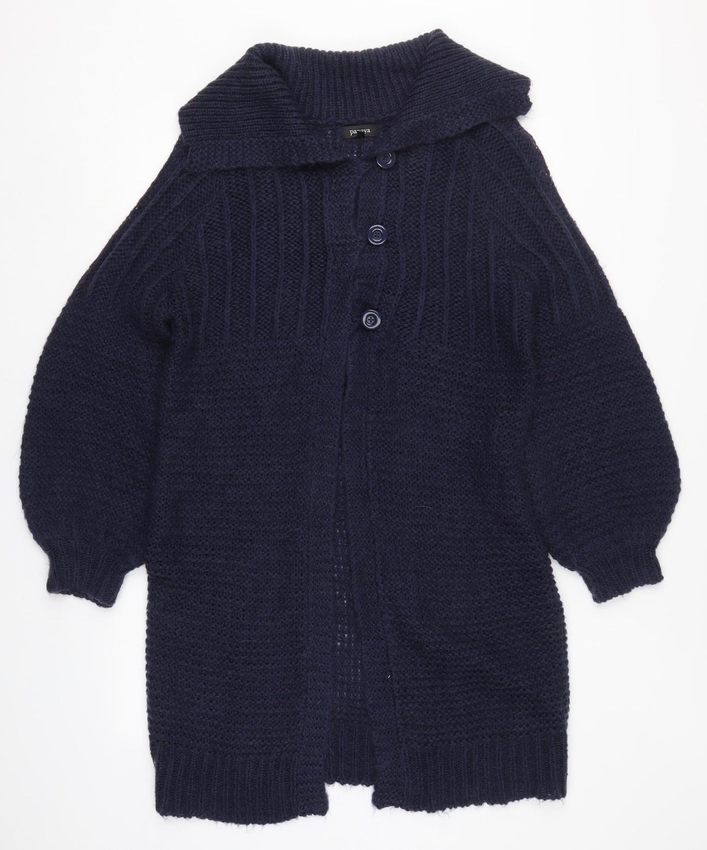 Papaya Womens Blue Collared  Acrylic Cardigan Jumper Size 18
