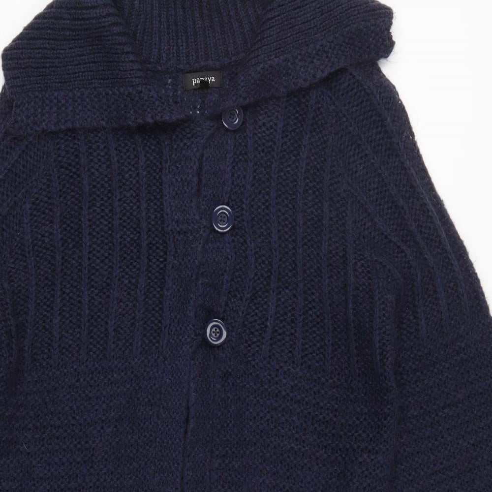 Papaya Womens Blue Collared  Acrylic Cardigan Jumper Size 18
