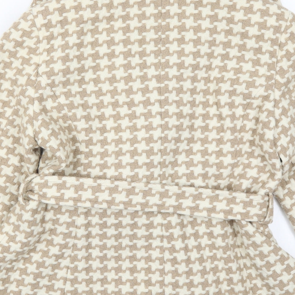 Marks and Spencer Womens Beige Geometric  Pea Coat Coat Size 16  Button