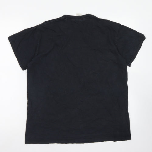 Gildan Womens Black  Cotton Basic T-Shirt Size L Crew Neck - Soft Touch