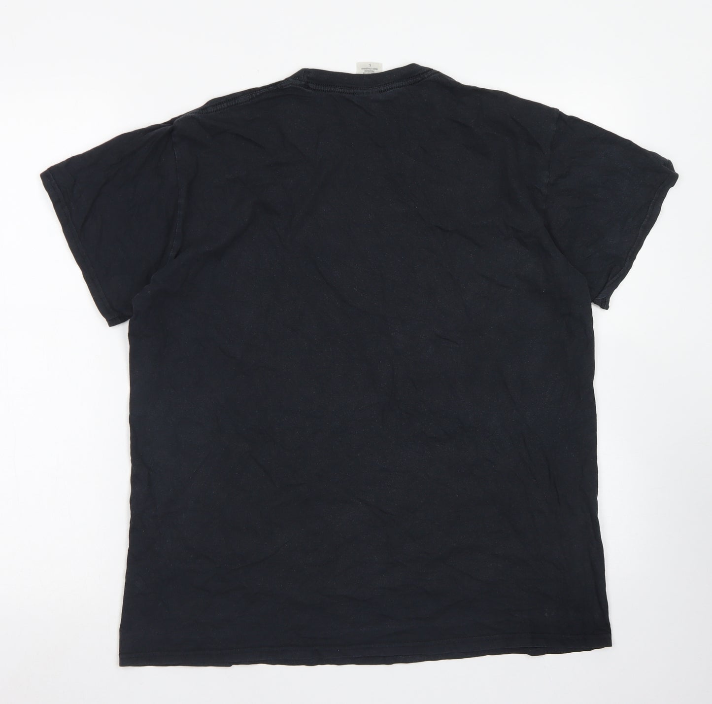Gildan Womens Black  Cotton Basic T-Shirt Size L Crew Neck - Soft Touch