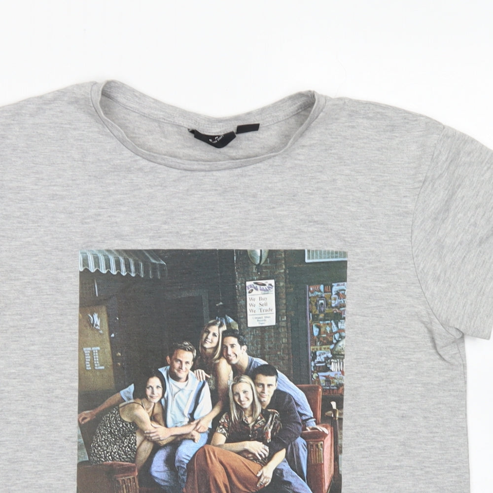 Primark Womens Grey  Polyester Basic T-Shirt Size S Crew Neck - Friends